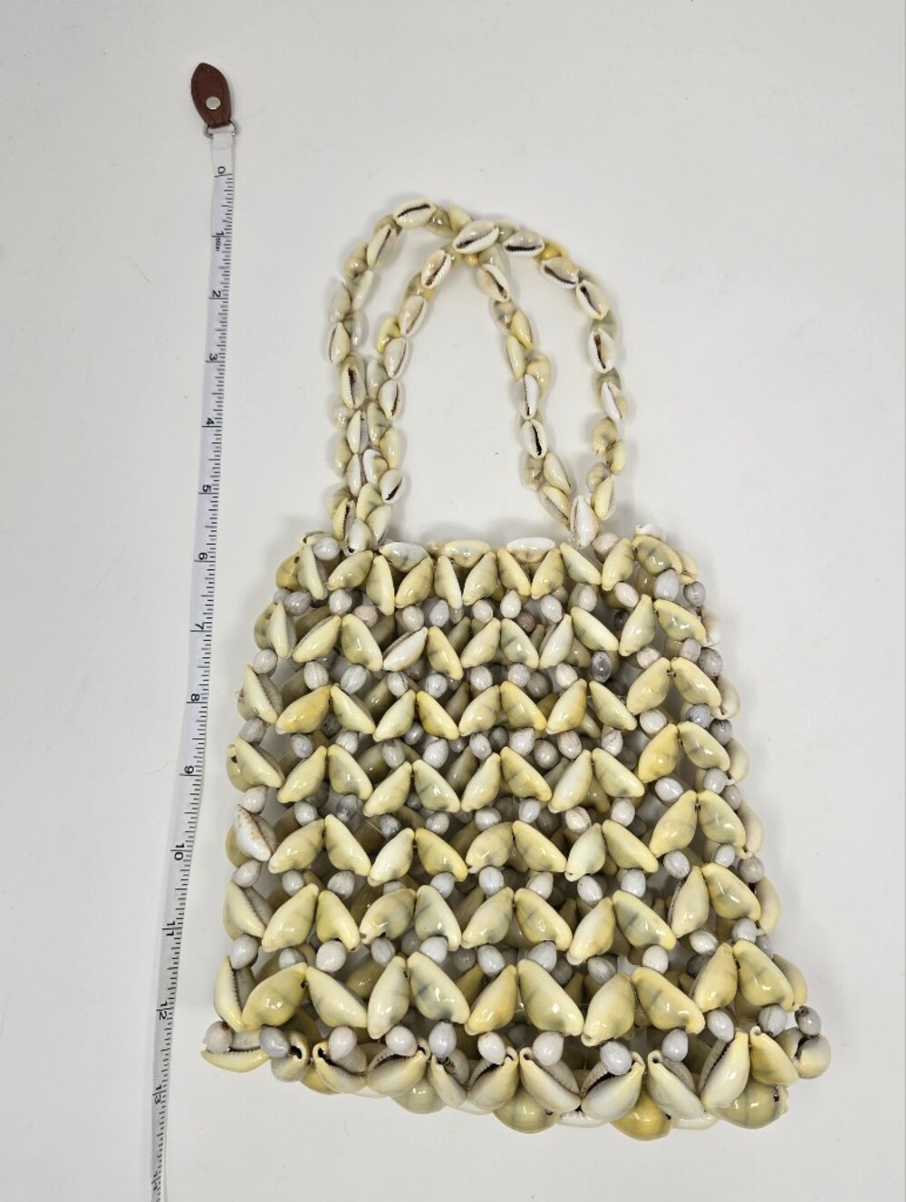 Vintage Tonga Cowrie Shell Beaded Mini Bag Purse Handcrafted Kolovai Tiki Boho